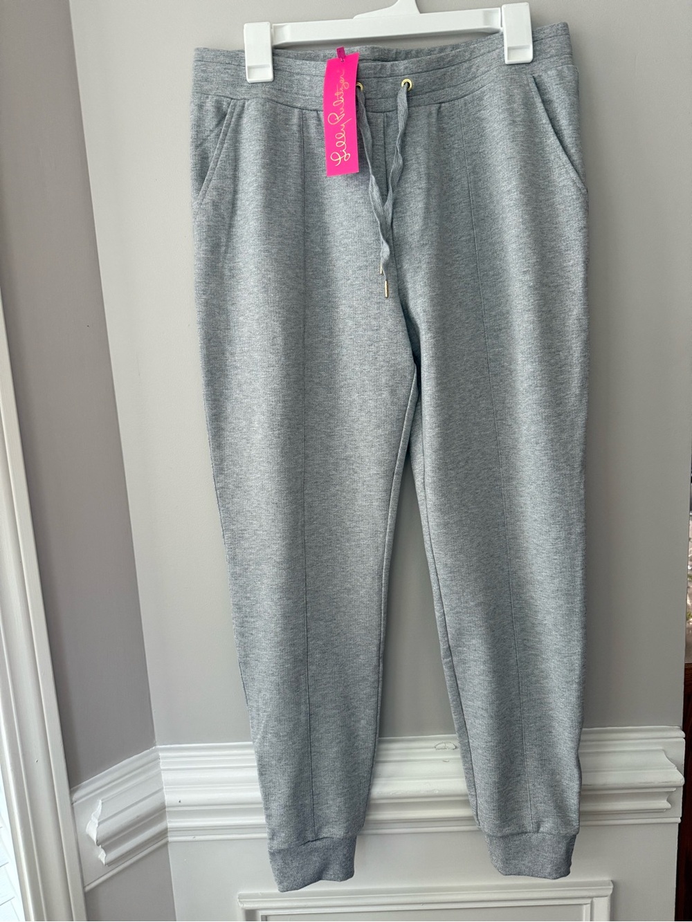 Lilly Pulitzer Evia Shimmer Terry Pan Heathered Seaside Grey Pants Size M